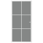 Porta Interna 102,5x201,5 cm Bianca Vetro Temperato ESG e Alluminio