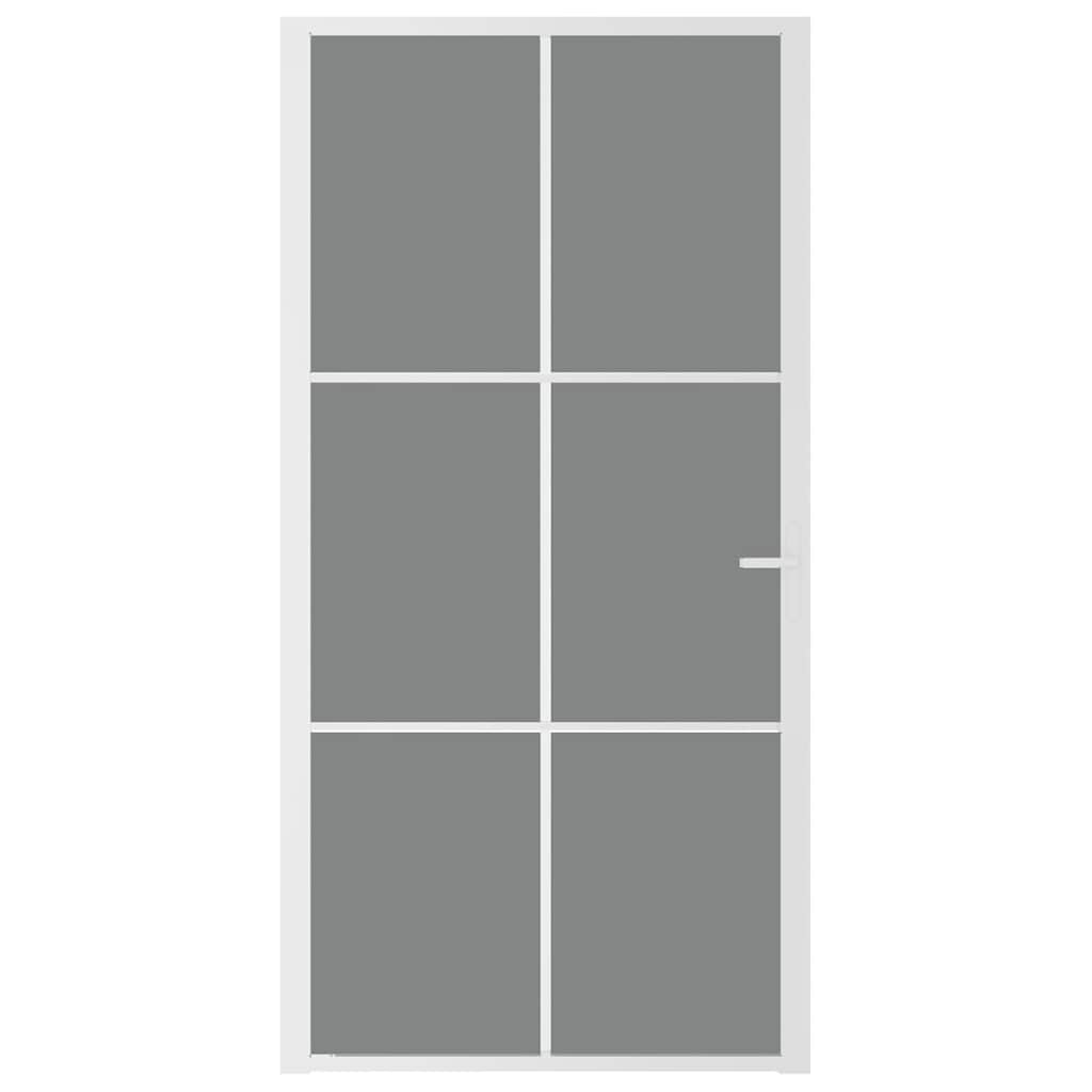 Porta Interna 102,5x201,5 cm Bianca Vetro Temperato ESG e Alluminio