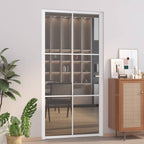 Porta Interna 102,5x201,5 cm Bianca Vetro Temperato ESG e Alluminio