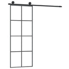 Porta Scorrevole 76x205 cm Vetro ESG Satinato Alluminio Nero