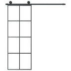 Porta Scorrevole 76x205 cm Vetro ESG Satinato Alluminio Nero
