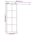 Porta Scorrevole 76x205 cm Vetro ESG Satinato Alluminio Nero