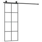 Porta Scorrevole 76x205 cm Vetro ESG Satinato Alluminio Nero