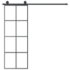 Porta Scorrevole 76x205 cm Vetro ESG Satinato Alluminio Nero