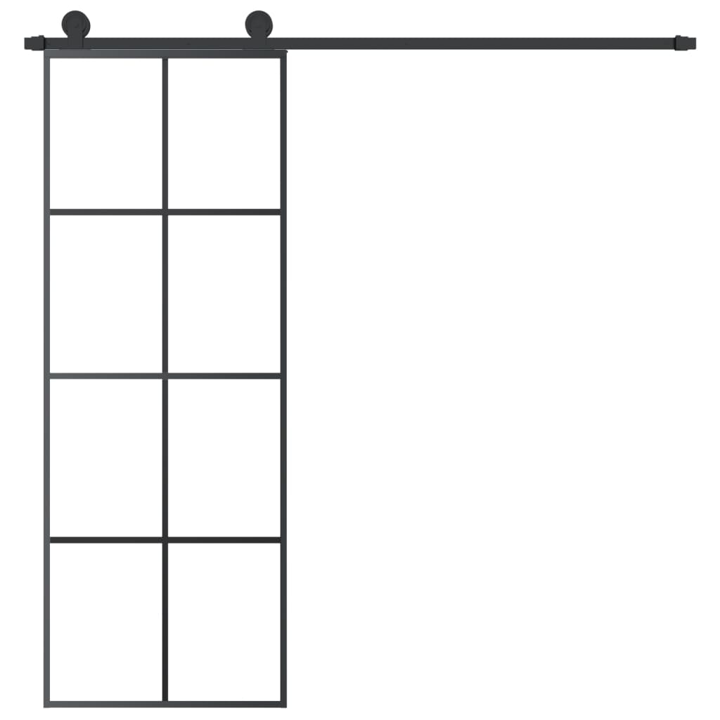 Porta Scorrevole 76x205 cm Vetro ESG Satinato Alluminio Nero