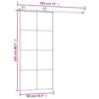Porta Scorrevole 90x205cm Vetro ESG Satinato Alluminio Nero con Ferramenta