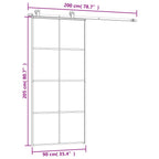 Porta Scorrevole 90x205cm Vetro ESG Satinato Alluminio Nero con Ferramenta