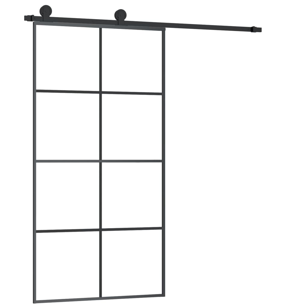 Porta Scorrevole in Vetro ESG e Alluminio 102,5x205 cm con Ferramenta