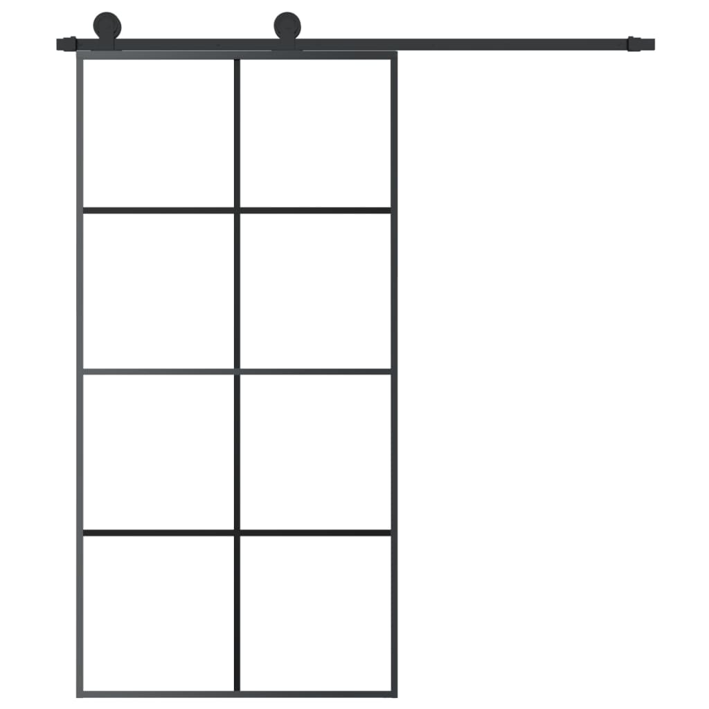 Porta Scorrevole in Vetro ESG e Alluminio 102,5x205 cm con Ferramenta