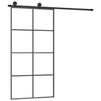 Porta Scorrevole con Ferramenta 102,5x205cm Vetro ESG Satinato Alluminio Nero
