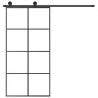 Porta Scorrevole con Ferramenta 102,5x205cm Vetro ESG Satinato Alluminio Nero
