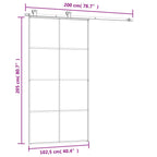 Porta Scorrevole con Ferramenta 102,5x205cm Vetro ESG Satinato Alluminio Nero