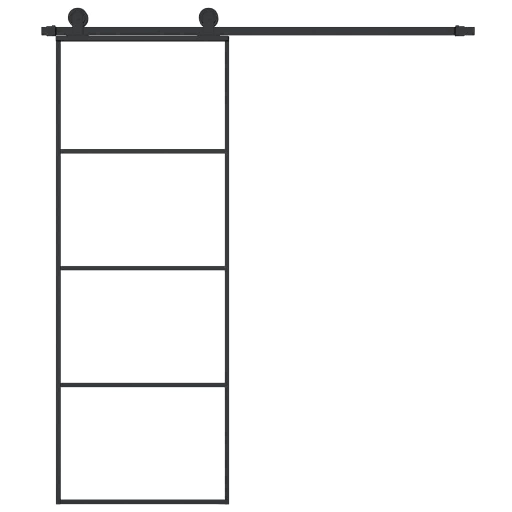 Porta Scorrevole in Vetro ESG e Alluminio 76x205 cm con Ferramenta