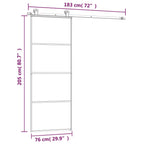 Porta Scorrevole in Vetro ESG e Alluminio 76x205 cm con Ferramenta