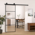 Porta Scorrevole in Vetro ESG e Alluminio 76x205 cm con Ferramenta