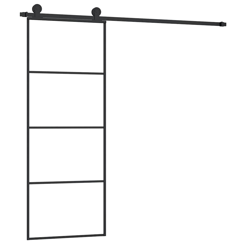 Porta Scorrevole in Vetro ESG e Alluminio 76x205 cm con Ferramenta