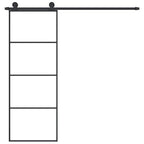 Porta Scorrevole in Vetro ESG e Alluminio 76x205 cm con Ferramenta