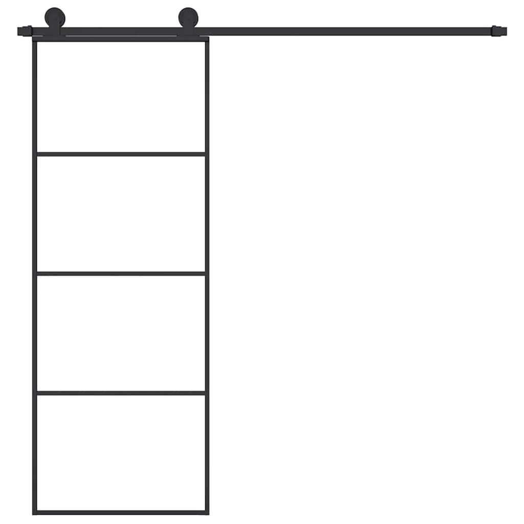 Porta Scorrevole in Vetro ESG e Alluminio 76x205 cm con Ferramenta