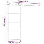 Porta Scorrevole in Vetro ESG e Alluminio 76x205 cm con Ferramenta