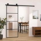 Porta Scorrevole in Vetro ESG e Alluminio 76x205 cm con Ferramenta