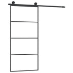 Porta Scorrevole con Ferramenta 90x205cm Vetro ESG Alluminio Nero