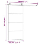 Porta Scorrevole con Ferramenta 90x205cm Vetro ESG Alluminio Nero