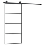 Porta Scorrevole con Ferramenta 90x205cm Vetro ESG Alluminio Nero