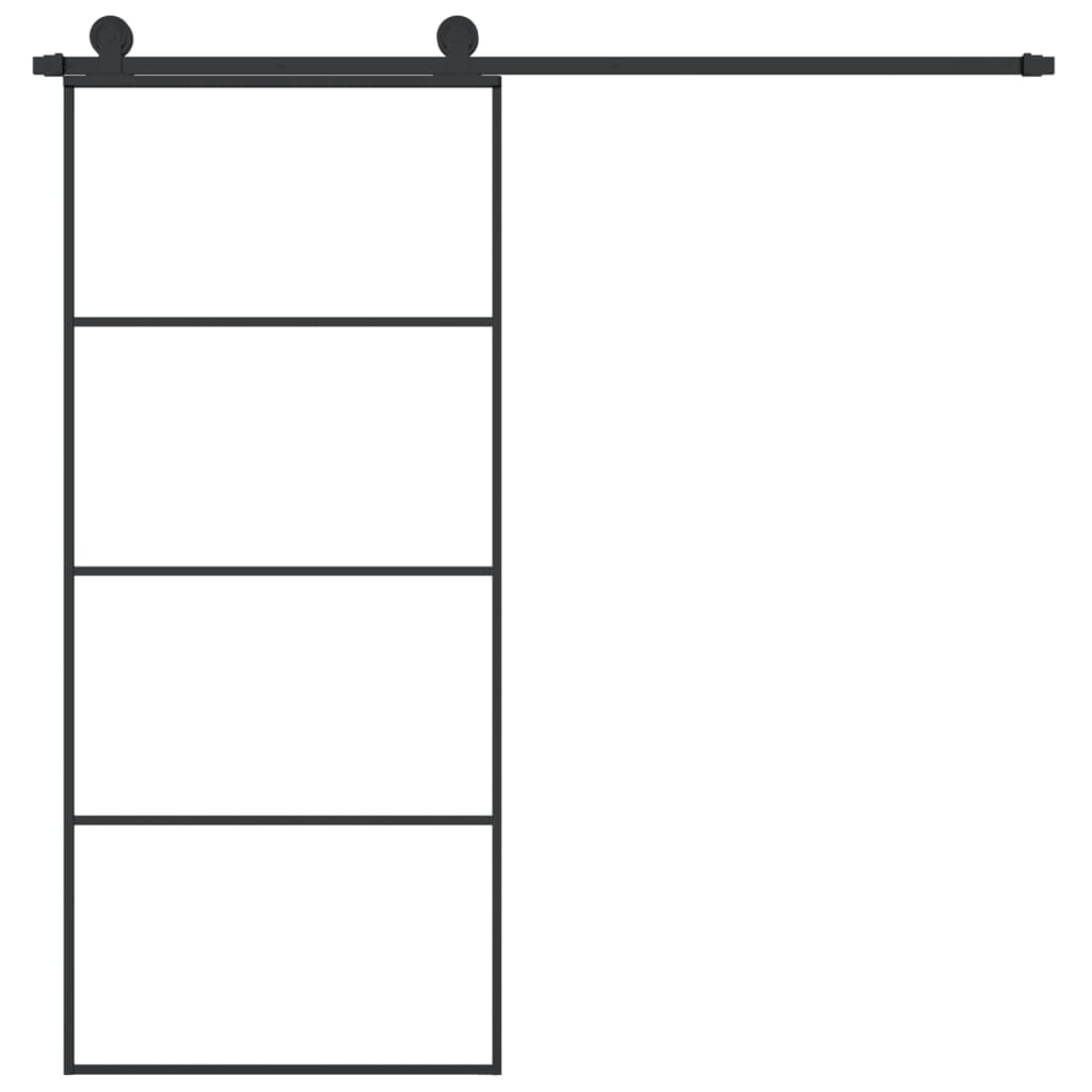 Porta Scorrevole con Ferramenta 90x205cm Vetro ESG Alluminio Nero