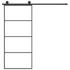 Porta Scorrevole con Ferramenta 90x205cm Vetro ESG Alluminio Nero