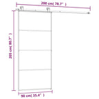 Porta Scorrevole con Ferramenta 90x205cm Vetro ESG Alluminio Nero