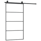 Porta Scorrevole con Ferramenta 102,5x205 cm Vetro ESG Alluminio Nero