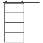 Porta Scorrevole con Ferramenta 102,5x205 cm Vetro ESG Alluminio Nero
