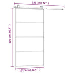 Porta Scorrevole con Ferramenta 102,5x205 cm Vetro ESG Alluminio Nero