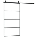 Porta Scorrevole con Ferramenta 102,5x205 cm Vetro ESG Alluminio Nero