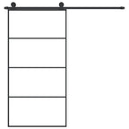 Porta Scorrevole con Ferramenta 102,5x205 cm Vetro ESG Alluminio Nero