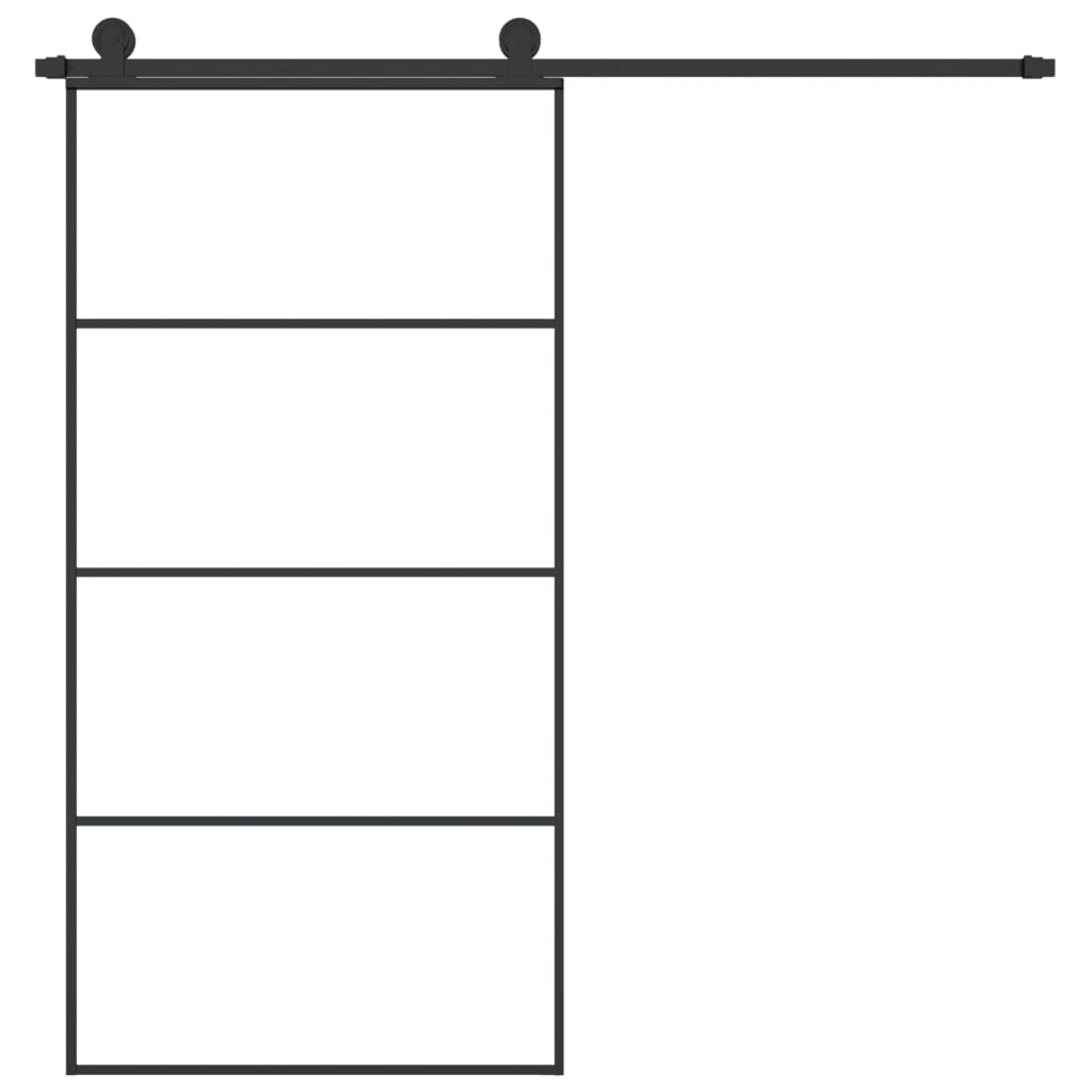 Porta Scorrevole con Ferramenta 102,5x205 cm Vetro ESG Alluminio Nero