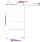 Porta Scorrevole con Ferramenta 102,5x205 cm Vetro ESG Alluminio Nero