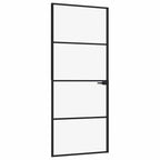 Porta Interna Nera 83x201,5cm Vetro Temperato Alluminio