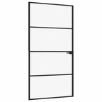 Porta Interna Nera 102x201,5 cm Vetro Temperato Alluminio