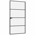 Porta Interna Nera 102x201,5 cm Vetro Temperato Alluminio