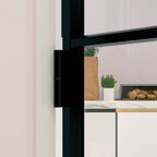 Porta Interna Nera 102x201,5 cm Vetro Temperato Alluminio