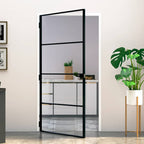Porta Interna Nera 102x201,5 cm Vetro Temperato Alluminio