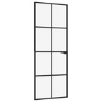 Porta Interna Nera 76x201,5cm Vetro Temperato Alluminio