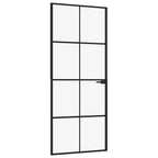 Porta Interna Nera 83x201,5cm Vetro Temperato Alluminio