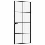 Porta Interna Nera 83x201,5cm Vetro Temperato Alluminio