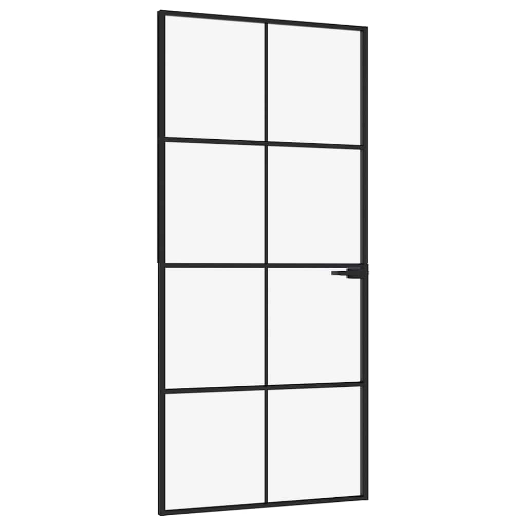 Porta Interna Nera 93x201,5cm Vetro Temperato Alluminio