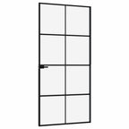 Porta Interna Nera 93x201,5cm Vetro Temperato Alluminio