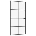 Porta Interna Nera 102x201,5 cm Vetro Temperato Alluminio