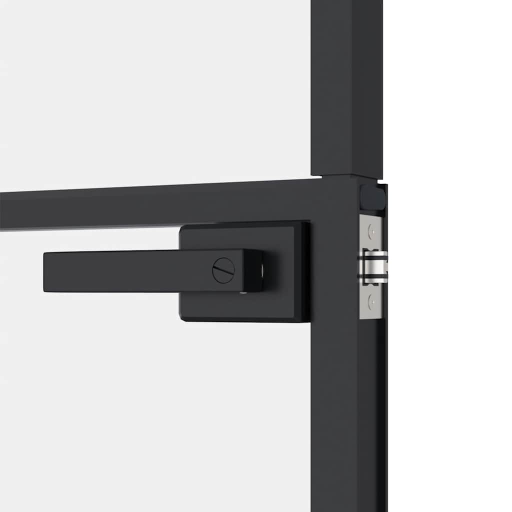 Porta Interna Nera 102x201,5 cm Vetro Temperato Alluminio