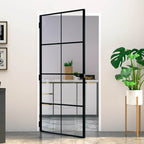 Porta Interna Nera 102x201,5 cm Vetro Temperato Alluminio